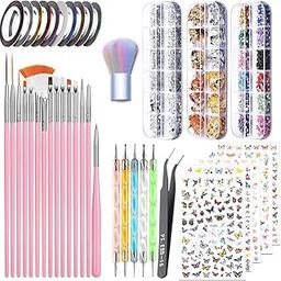 Nail Art Stamping Kit, 3D Nail Art Tools with Pen & Brush Painting Polish Design-82