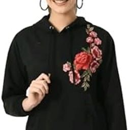 Jyoti-Collections Womens Rose Embroidered Loose Long-Sleeve Hoodie Jacket-image-60