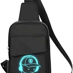 Fashion One-Shoulder Backpack Youth Leisure Waist Bag With USB Port Earphone Hole, Cartoon Luminous Pattern-Black-image-35
