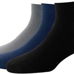 Modal Quarter Length Men's Plain Pattern Socks (Pack Of 3) - Dark Grey, Navy & Black-picture-1