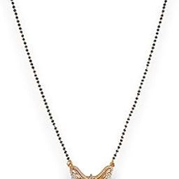 American Diamond Stylish Black Beads Mangalsutar | Gold Plated Pendant Chain Mangalsutar | Adjustable Chain for brides, newlyweds & married women-image-2