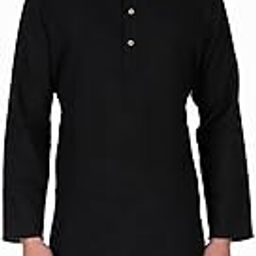Men's Handloom Cotton Solid Kurta Long Sleeves Straight Knee Length Long Shirt-picture-47