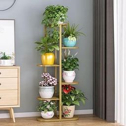 MetalTouch Multi-Tiered Metal Flower Pot Stand - Indoor 6 Layer Tier Iron Plant Pot Display Rack Plant Pot Holder Tall Plant Flower Shelf for Living Room Balcony Living room & Court Garden (Gold)-25