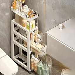 Homero 5-Layer Slim Storage Trolley Cart with Wheels | Slide Out Drawer System | Multipurpose Space Saving Organizer for Kitchen, Pantry and Bathroom-image-3