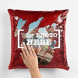 CUDDLY PRINT Personalized Magical Photo Cushion/Pillow for All Occasions - 12x12 Inches, Red, Polyester-image-5