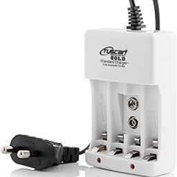 TG002 Corded Battery Charger for AA/AAA/9V Ni-MH & Ni-CD Rechargeable Batteries (White) | AC Power Adapter Charging Station | Charges 4AA or 4AAA or 1 * 9V Battery Used in Toys or Cameras-10