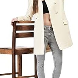 Women's Off White Mandarin Collar Overcoat-image-2