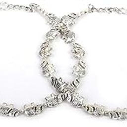 Elephant Design Silver Plated Anklets for Women and Girls (Silver)-image-4