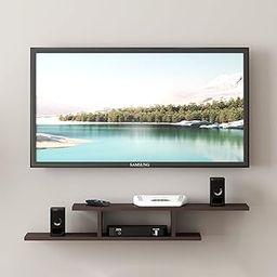 Redwud Axcel Wooden TV Entertainment Unit/Wall Set Top Box Shelf/Cabinet Set Top Box Holder for Home/TV Stand Unit for Living Room (Wenge), 10 Cm, 90 Cm-image-85