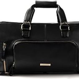 Duffle Bag for Men and Women - Black Leatherette - Spacious, Multi- Pockets - Travel, Gym, Sports, Weekender Bag - 1 Year Warranty - Hector-image-25