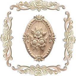 5 Pcs Wood Appliques Onlays,Wood Carved Applique,Wall Moulding Panels,Classical Home Decoration Suitable for Furniture and DIY Projects Cabinets Furniture Decoration and Windows-image-15