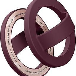 CASEOLOGY by Spigen Magsafe Magnetic Ring Holder with Loop Grip Compatible with iPhone 15, 14, 13, 12 Series (Silicone Burgundy Bean)-15