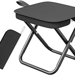 Jukmen Folding Stool Outdoor Portable Stool, Lightweight Chair Heavy Duty Camping Fishing Hiking Picnic Garden BBQ Chair Mountaineering House-Using Recreation Easy to Carry (Black)-image-73