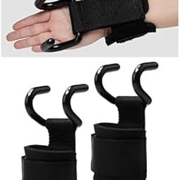 2Pcs Weight Lifting Hooks for Enhanced Grip Strength Hakily Metal Dual Hook Deadlift & Pull-Up Wrist Support, Adjustable Hook and Loop Closure, Assisted Gym Straps for Men & Women, Black-8