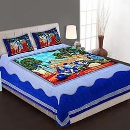 100% Pure Cotton Double Bed Sheet with 2 Pillow Covers - Vibrant & Elegant & Premium Craftsmanship - Gorgeous Rajasthani Print for Elegant Bedroom Décor (Double Size)-2