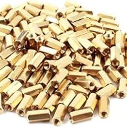 Aexit 130Pcs (PCB board) Female Thread Gold Tone Dual Ends Brass Pillar PCB Standoff Hexagonal Spacer M3 (67ry125qf590) x 10mm-2