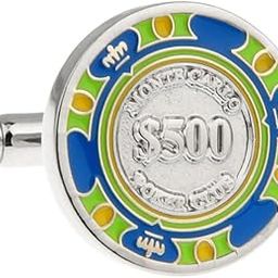 Poker Chip $500 Poker Gambling Casino Pair Cufflinks in a Presentation Gift Box & Polishing Cloth-picture-28