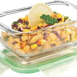 Signoraware Lock 'N' Store Glass Container Rectangular, 370ml, Transparent-image-2