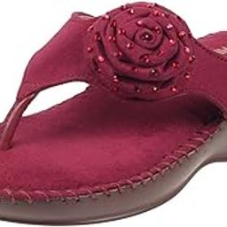 Women's Suede Faux Leather Comfort Fashion Slip-on Sandal with Embellished Flower Details-image-16