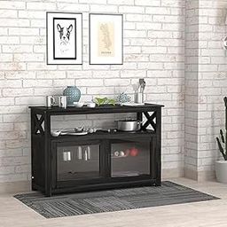 DADDYFURNITURE Solid Sheesham Wood Crockery Cabinet with 2 Glass Doors & 1 Open Shelf Storage for Living Room. Wooden Kitchen Cabinet with 2 Shelves and 2 Door Storage. (Walnut, Size: 40x16x33 Inch)-image-8