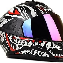 STiSS ISI Certified Full Face Gloss Finish Helmet for Men and Women with Clear Visor(Red)-32