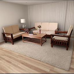 Furniture Solid Sheesham Wood 6 Seater Sofa Set | Wooden Sofa Set 3+2+1 with Cushions- Natural Brown Finish-picture-21