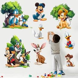 Cartoon Animated Lion Elephant and 3D Butterflies Wall Sticker for Kids for Living Bed Room Office Space PVC Vinyl (60 cm x 60 cm, AHN022, self-adhesive, 60 cm)-image-16