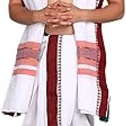 9 * 5 White Dhoti with Matching Border Angavastram Set Collection-image-3