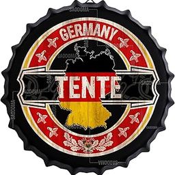 Tente, Germany - German Flag Bottle Cap Sign - 14'' Metal Novelty Street Signs, German City Bar Wall Decor, Personalized Man Cave Pub Decorations-image-54