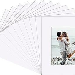 Schliersee 8x10 White Mats for 5x7 Pictures, Photo Picture Mats with Core Bevel Cut，12 Packs-image-34