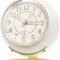 Kadio Small Table Clocks, Classic Non-Ticking Tabletop Analog Alarm Clock Battery Operated Desk Clock with Backlight HD Glass for Bedroom Living Room Kitchen Indoor Decor (White), 4 Inches X 10 Cm-7