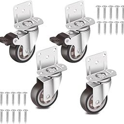 HASTHIP® L-Shaped Caster Wheels, 2 Inch L-Shaped Small Rubber Casters Set of 4, 360 Degree Plate Swivel Castors Wheel, Swivel Furniture Casters, Load 600 LBS-picture-29