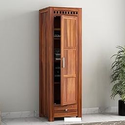 CentreWood Sheesham Wood Wooden Single Door Wardrobe Organizer for Clothes | - Solid Wood Almirah with 1 Drawers, 4 Shelves - Cupboard for Large Bedroom, Natural Finish-image-30