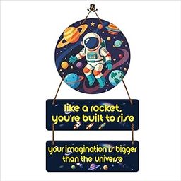WISSEN Space Theme Wall Hanging Decor for Kids | 21x12 Inch | Astronaut & Planet Design | Inspiring Educational Room Decoration for Nursery, Bedroom, Study Area | Easy to Hang-image-93