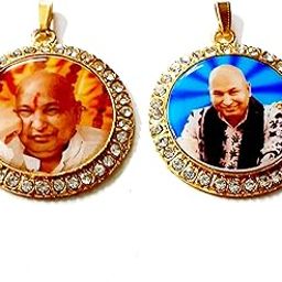 Aish N Bless (Set of 2) GURU JI SWAROOP/Photo Golden Round Shaped Metal Pendants/Lockets (Large Size) For Women,Men And Kids-16