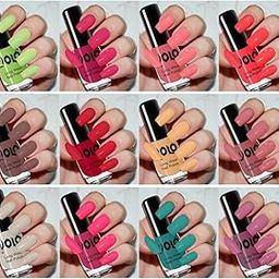 Volo Color Rich Toxic Free Perfection Shine Nail Polish Set of 12 (Parrot Green, Moon Magenta, Peach Crush, Carrot Red, Dark Nude)-image-13
