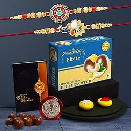 DeoDap Rakhi (K2_414+415_BS32) & Chocolate Butter Scotch 32gm| Rakhi for brother with gift | handmade rakhi |rakhi combo for brother | stylish rakhi for brother | Set of 2 Rakhi |-image-76