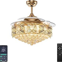 oltao Ember Chandelier Ceiling Fan Dimmable 3 Colour LED Light, App & Remote Control, BLDC Motor with Retractable ABS Blades-image-57
