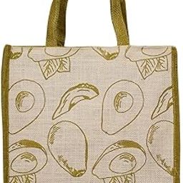 TOTEL Jute Lunch Bag, Olive (30x15x31 cm) Spacious & Durable with Wide Gusset, Stylish Printed Design, Lunch Bags Perfect for Office, College & Outings, Premium Jute with Strong 39 cm Handles-image-58