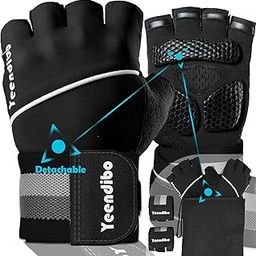 Yeendibo 5-in-1 Workout Gloves for Men & Women, with Excellent Grip, Full Protection Exercise Weight Lifting Gym Gloves, Detachable Wrist Strap & Storage Bag-image-51