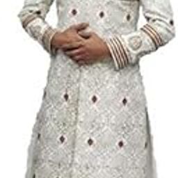 MENS WHITE SHERWANI MAROON TOUCH WITH MAROON CHURIDAR PAJAMA-image-32