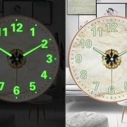 M.T.BROTHERS - 12 Inch Radium Glow-in-The-Night Silent Wall Clock for Living Room Stylish Latest Modern Non-Ticking Digital Clock with Large Numbers Wall Clock for Hall, Bedroom (R CreamShell)-image-99