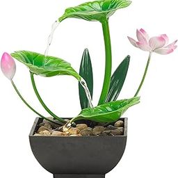 Tendula Tabletop Waterfall Fountain, Indoor Water Fountain, 3-Tier Lotus Desk Fountain. Home Decor with Natural River Rocks Soothing Sound Machine Zen Relaxation.-image-56
