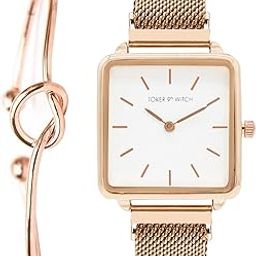 Stainless Steel Glow Rosegold Analogue Watch Bracelet Set For Women, White Dial, Rose Gold Band-picture-21