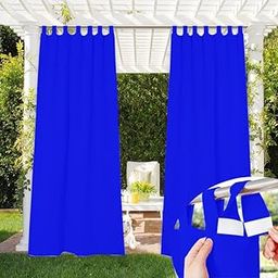 Detachable Top Outdoor Waterproof & Sun Blockage Windproof Blackout Indoor & Outdoor Curtains (Royal Blue 4.5 X 9 Feet, Polyester), Piece of 1-image-41