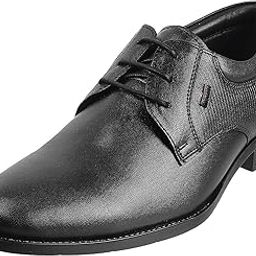 Men's Faux Leather Texture Panel Stylish Lace-up Formal Shoes-image-0