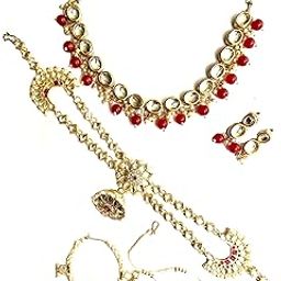 Necklace, Earring, Maang Tikka & Nose Ring Set Jewellery Set_135-image-113