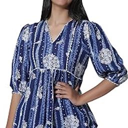 Blue Floral Printed Top with Lace-picture-51