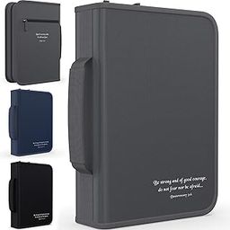 DEHITE Bible Cover Case for Women and Men – Bible Cover Bag – Pen Slots – Zippered Pocket – Premium Fabric – Accessories Gifts, Grey, Large-image-37