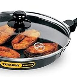 Hawkins Futura 24 cm Frying Pan, Non Stick Fry Pan with Glass Lid, Frypan, Black (NF24G-18